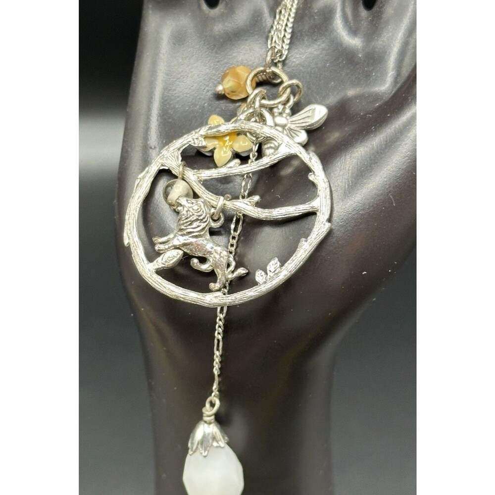 Vintage Bohemian Flair Nature Inspired French Bohm Silver Charm Necklace